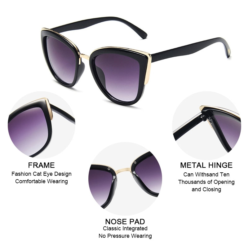 FUQIAN 2022 Cateye Femmes Lunettes de soleil