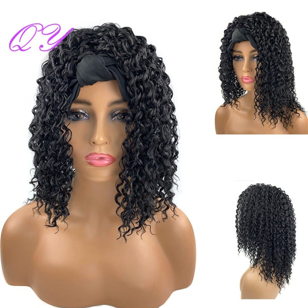 QY Hair Big Afro Kinky Curly Bandeau Perruques