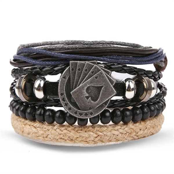 IFMIA Bracelets de perles noires vintage pour hommes