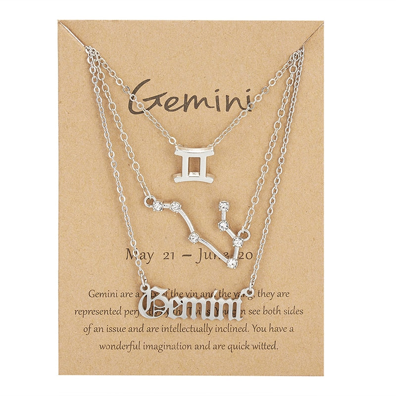 3Pcs/set 12 Zodiac Sign Necklace