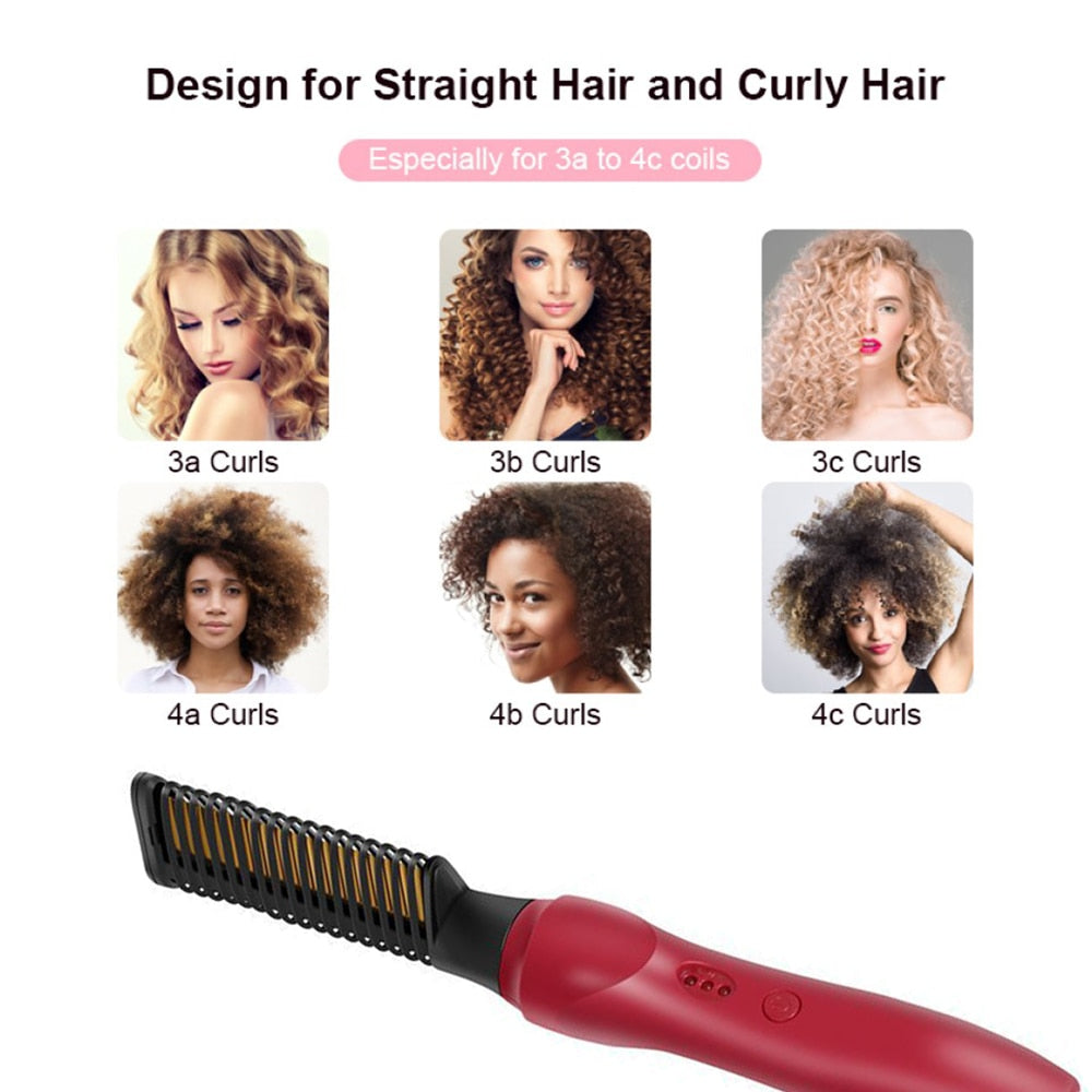 New 2 In 1 Hair Straightener Brush Professional Hot Comb