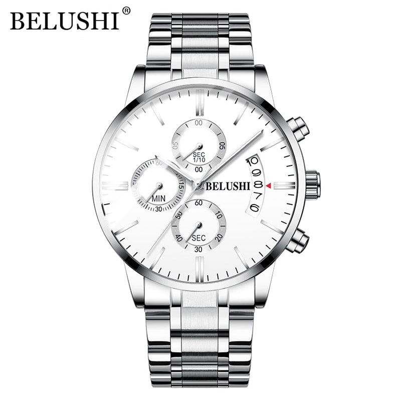 BELUSHI Mens Watches Full Steel Chronograph