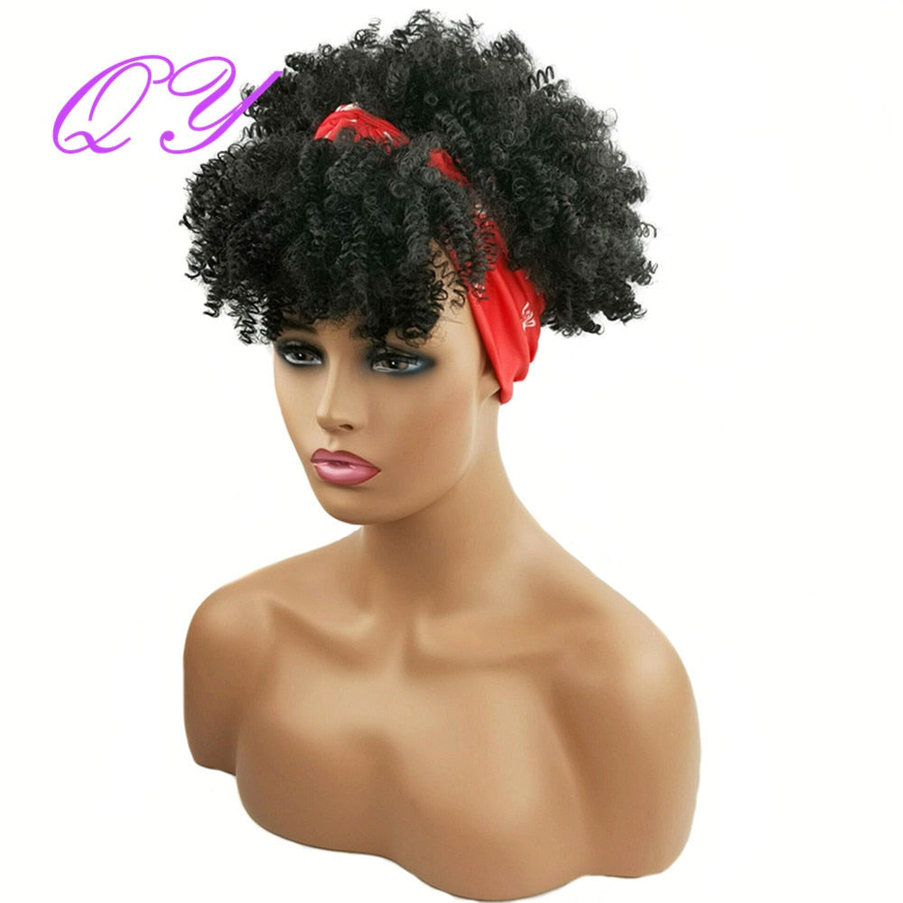 QY Hair Big Afro Kinky Curly Bandeau Perruques