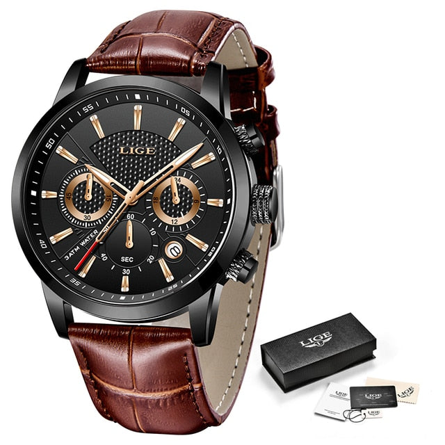 2022 Nouvelles montres pour hommes LIGE Top Brand Leather