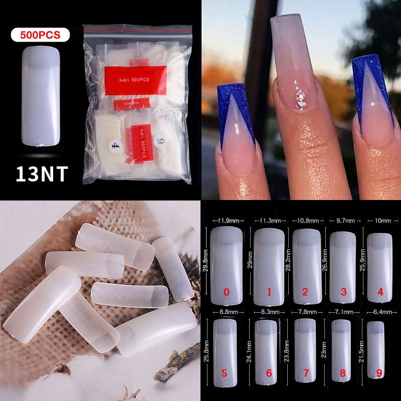 500pcs faux ongles conseils couleur transparente