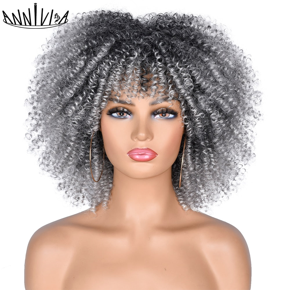 Perruques Afro Crépus Bouclés Cheveux Courts