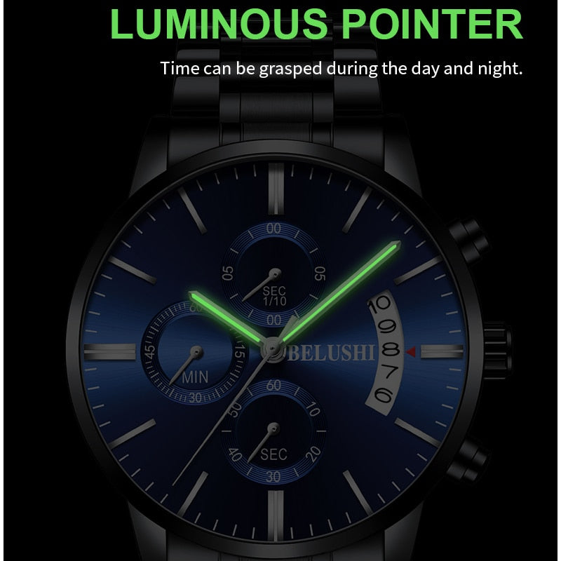 BELUSHI Montres Homme Full Steel Chronograph