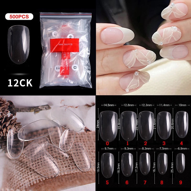 500pcs faux ongles conseils couleur transparente