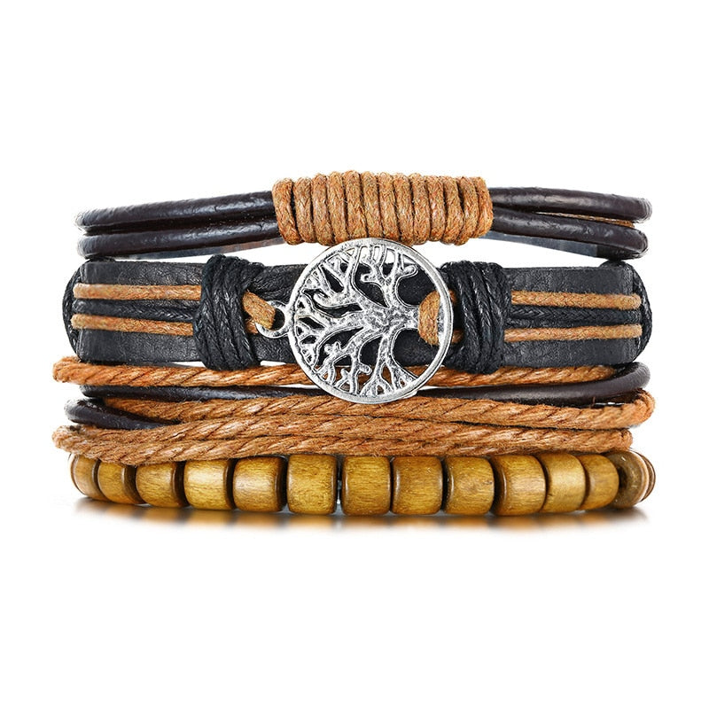 Vnox 4Pcs/ Set Braided Wrap Bracelets