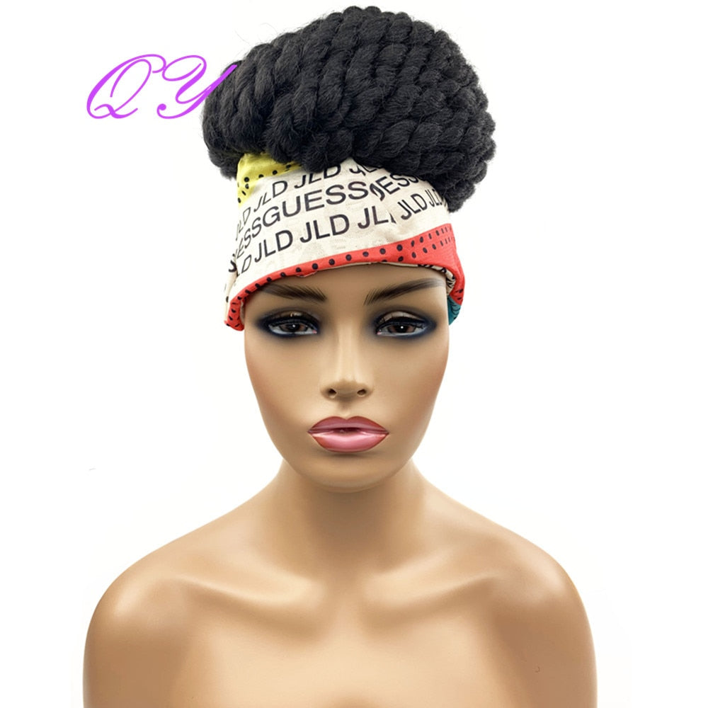 QY Hair Big Afro Kinky Curly Headband Wigs