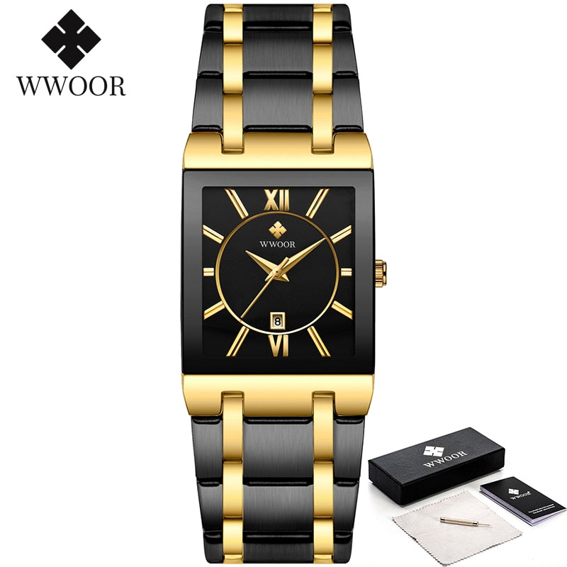 Relogio Masculino WWOOR Gold Watch