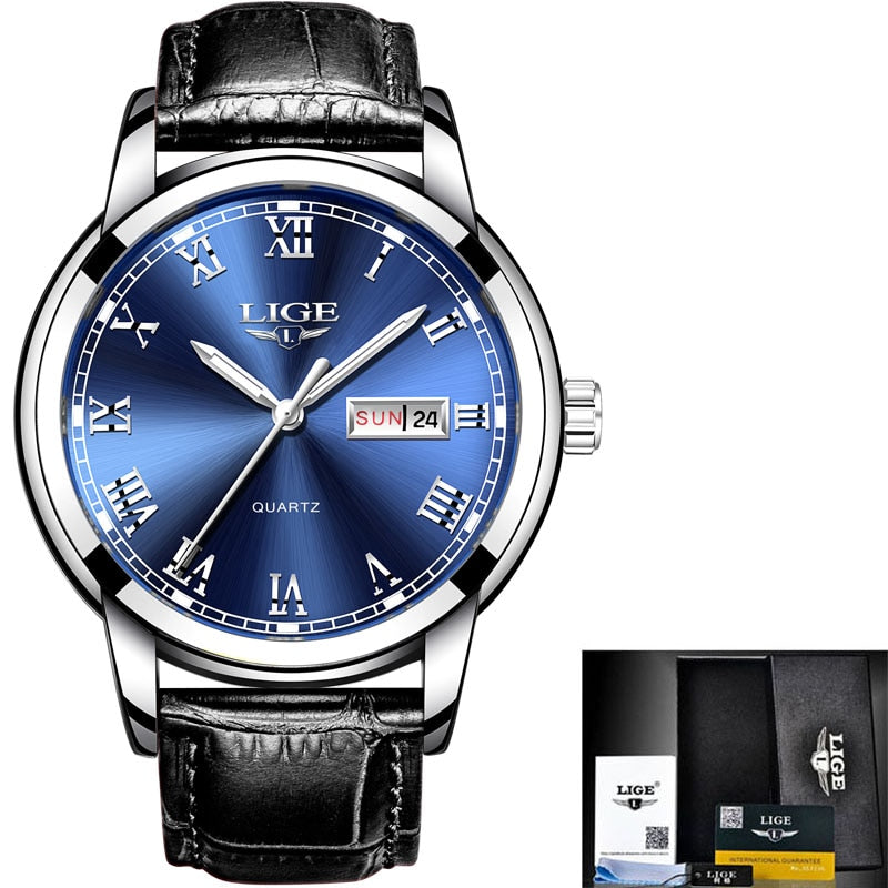 2022 Nouvelles montres pour hommes LIGE Top Brand Leather