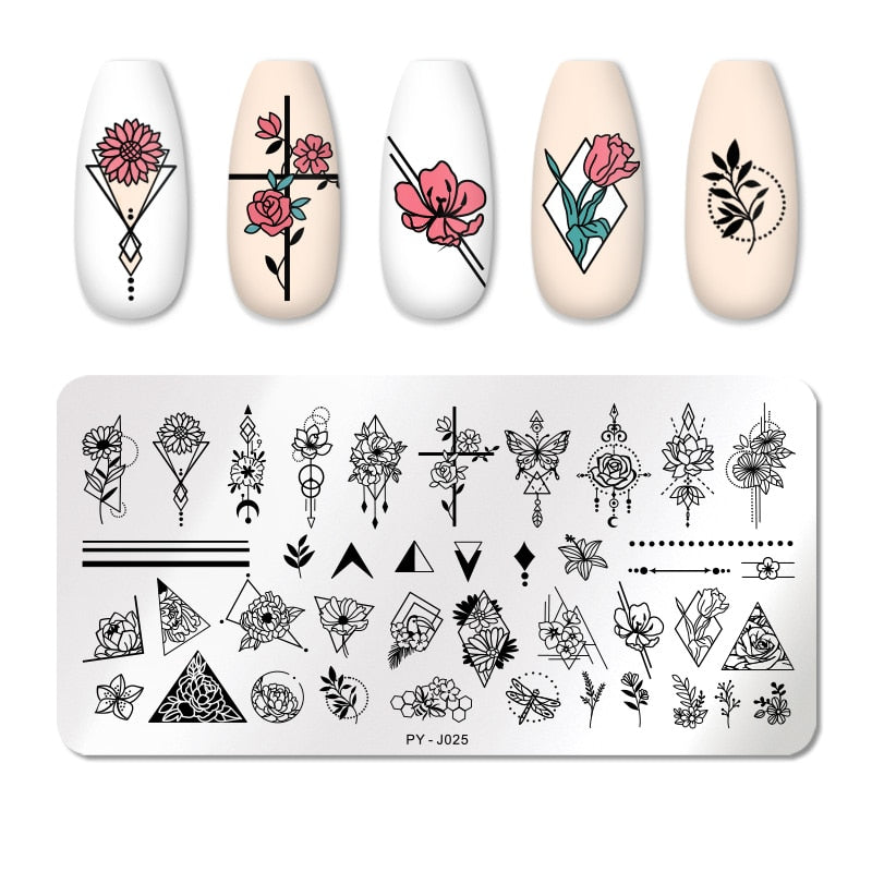 PICT YOU 12*6 cm Nail Art Modèles Estampage Plaque Conception Fleur Animal Verre Température Dentelle Timbre Modèles Plaques Image