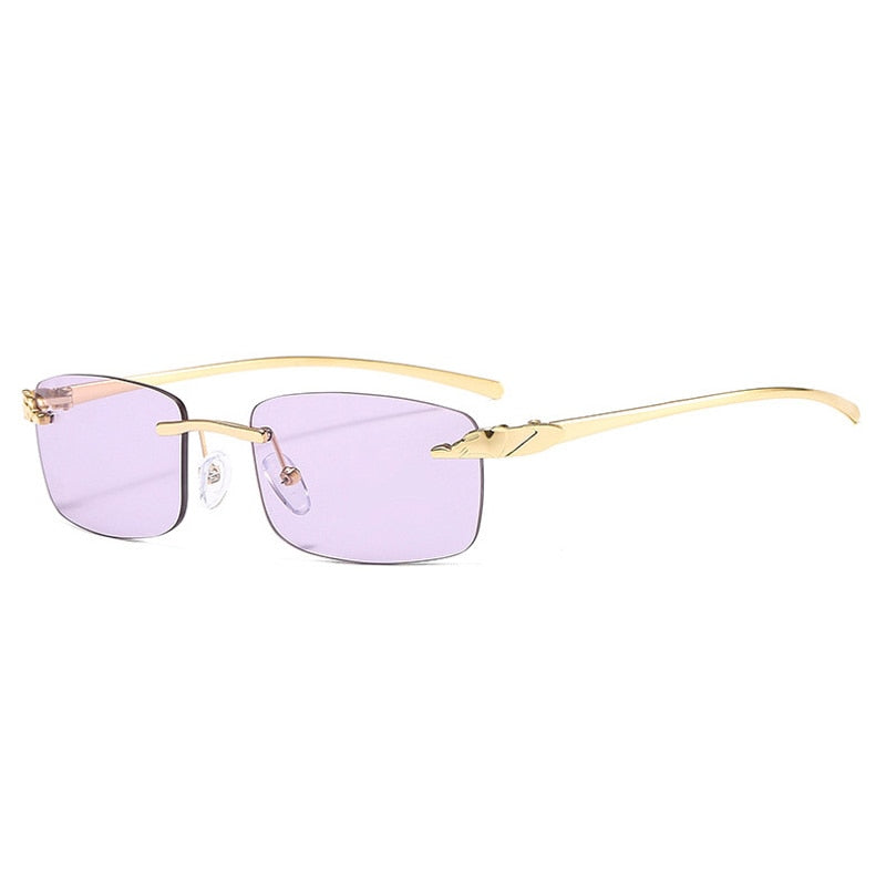 Cheetah Rimless Rectangle Sunglasses