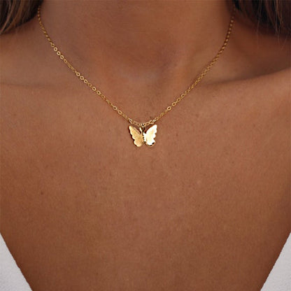 Collier Papillon Pendentif Multicouche Vintage