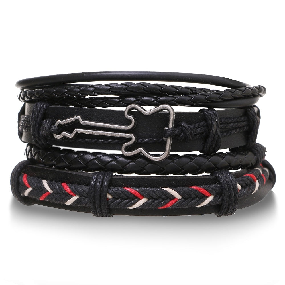 IFMIA Bracelets de perles noires vintage pour hommes