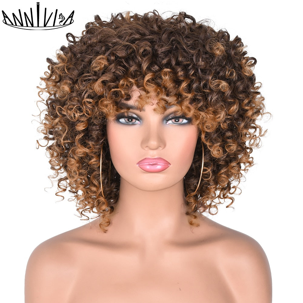 Perruques Afro Crépus Bouclés Cheveux Courts