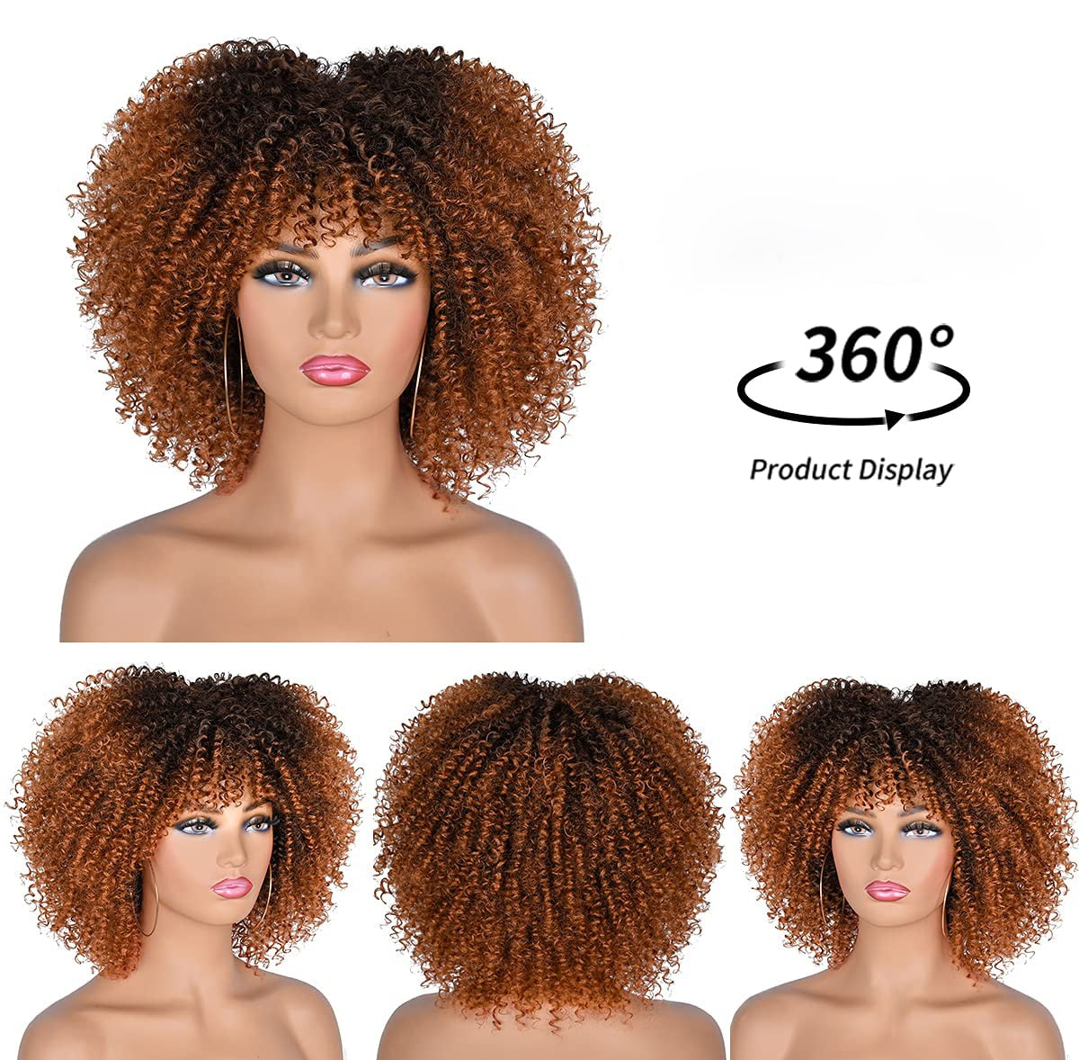 Perruques Afro Crépus Bouclés Cheveux Courts