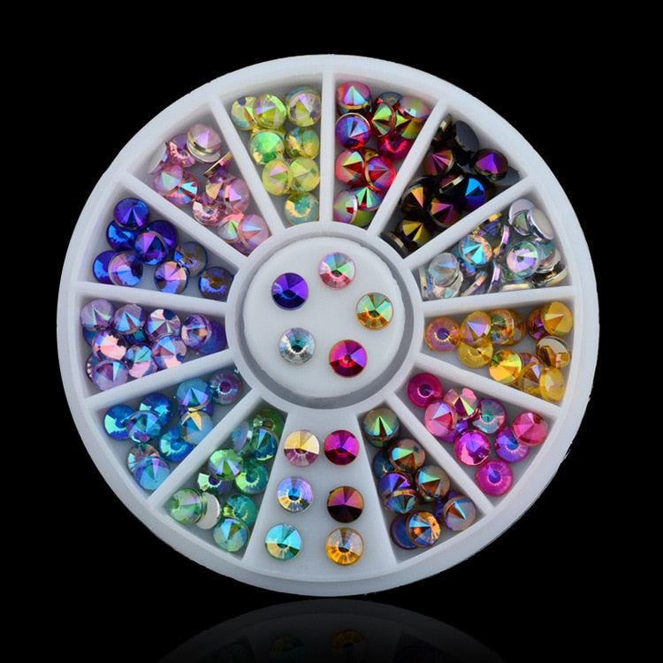 1 Box Colorful 3D Jelly AB Acrylic Wheel Nail