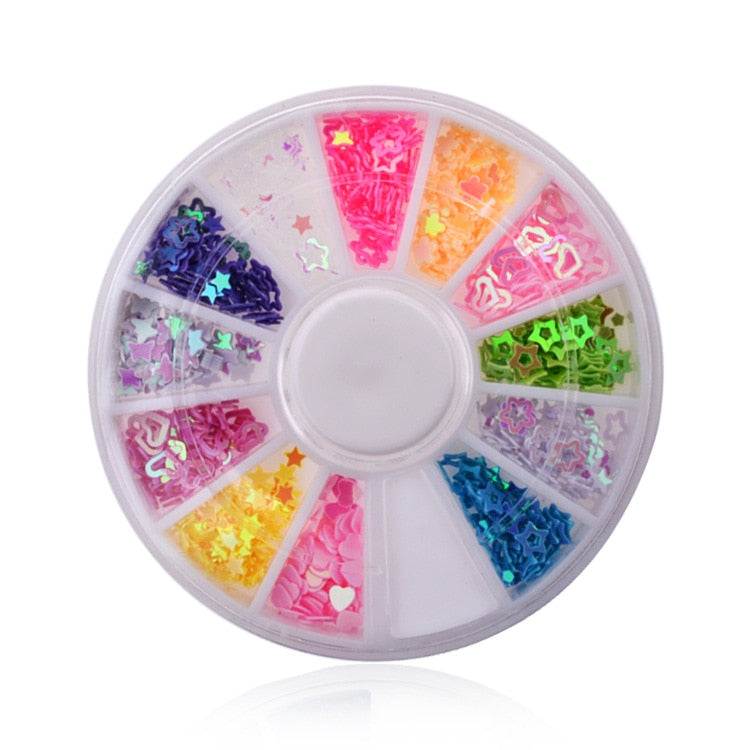 1 Box Colorful 3D Jelly AB Acrylic Wheel Nail