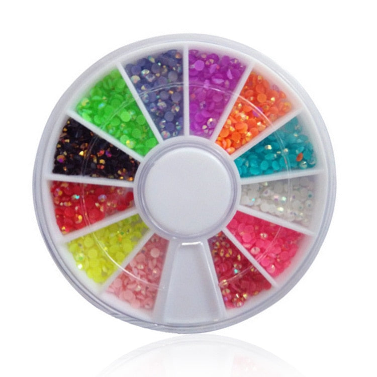 1 Box Colorful 3D Jelly AB Acrylic Wheel Nail