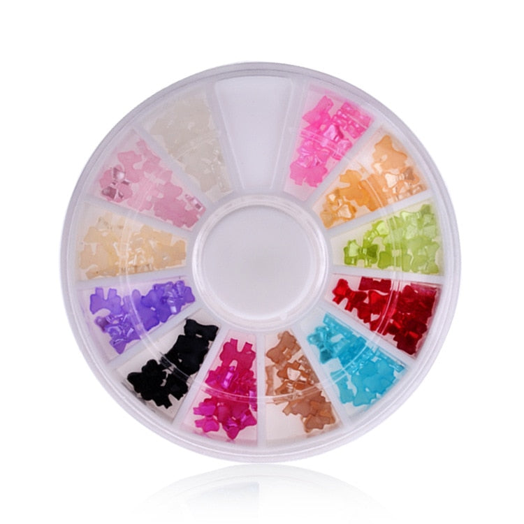 1 Box Colorful 3D Jelly AB Acrylic Wheel Nail