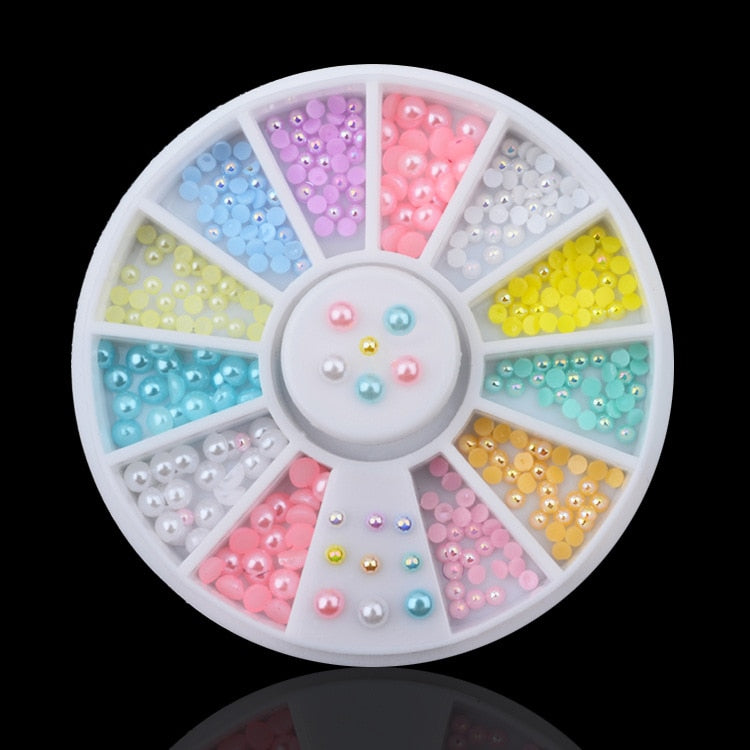 1 Box Colorful 3D Jelly AB Acrylic Wheel Nail