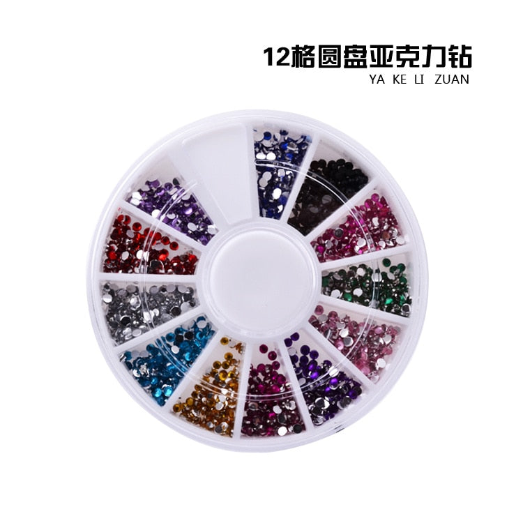 1 Box Colorful 3D Jelly AB Acrylic Wheel Nail