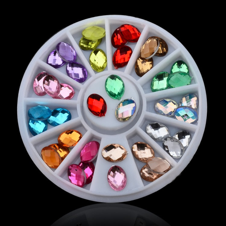 1 Box Colorful 3D Jelly AB Acrylic Wheel Nail