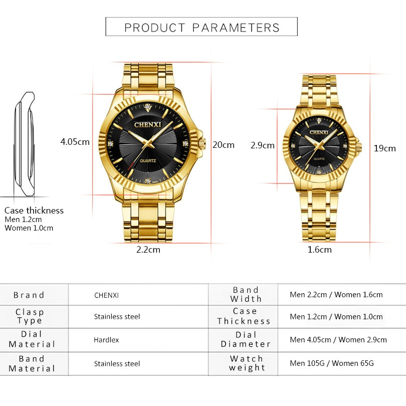 CHENXI Creative Golden Montre pour homme et femme