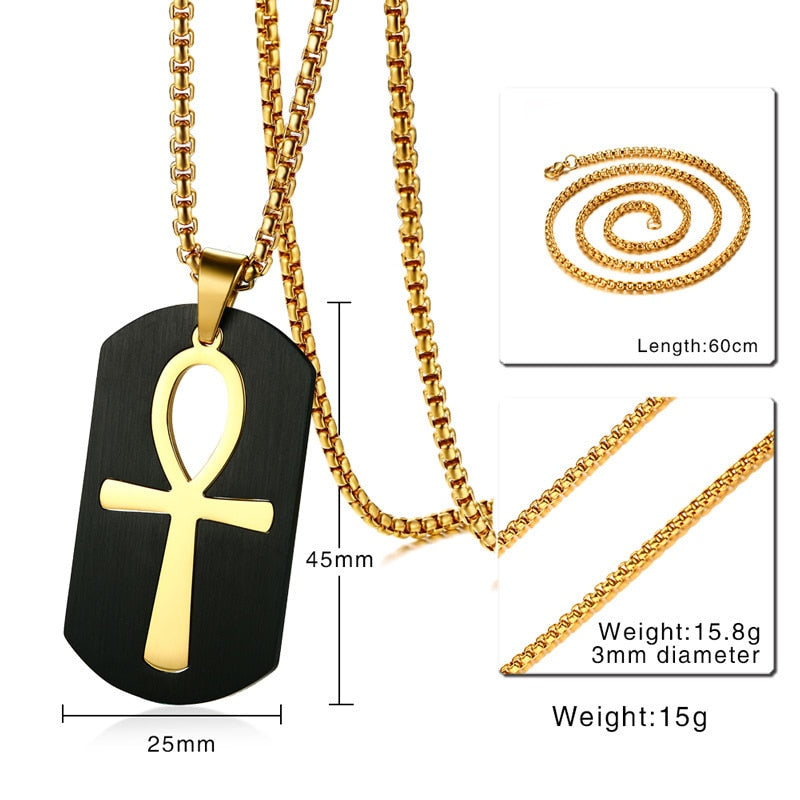 Vnox Removable Ankh Cross Necklace