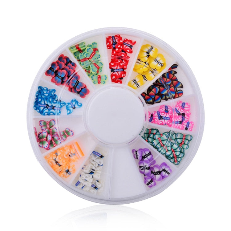 1 Box Colorful 3D Jelly AB Acrylic Wheel Nail