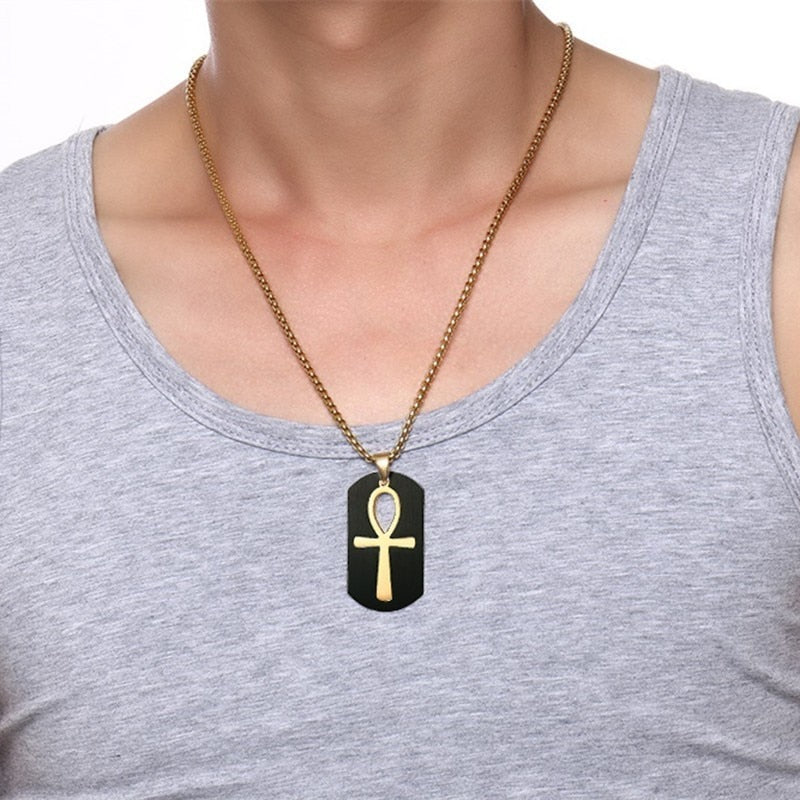 Vnox Removable Ankh Cross Necklace