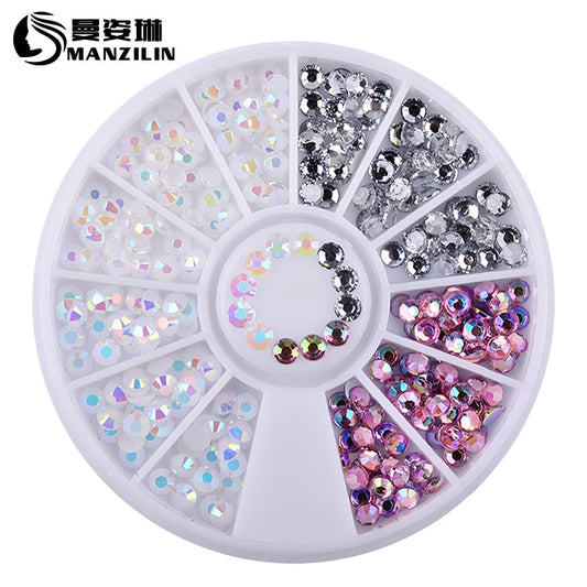 1 Box Colorful 3D Jelly AB Acrylic Wheel Nail