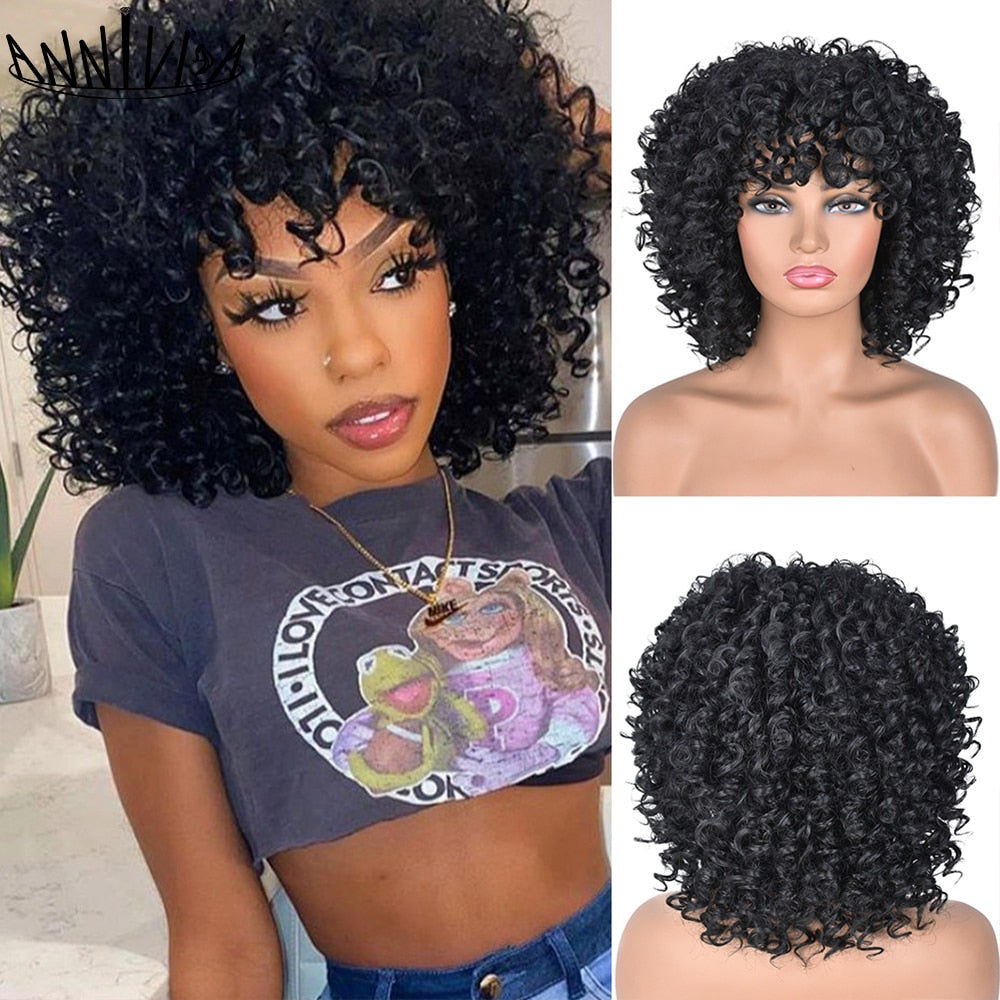 Perruques Afro Crépus Bouclés Cheveux Courts