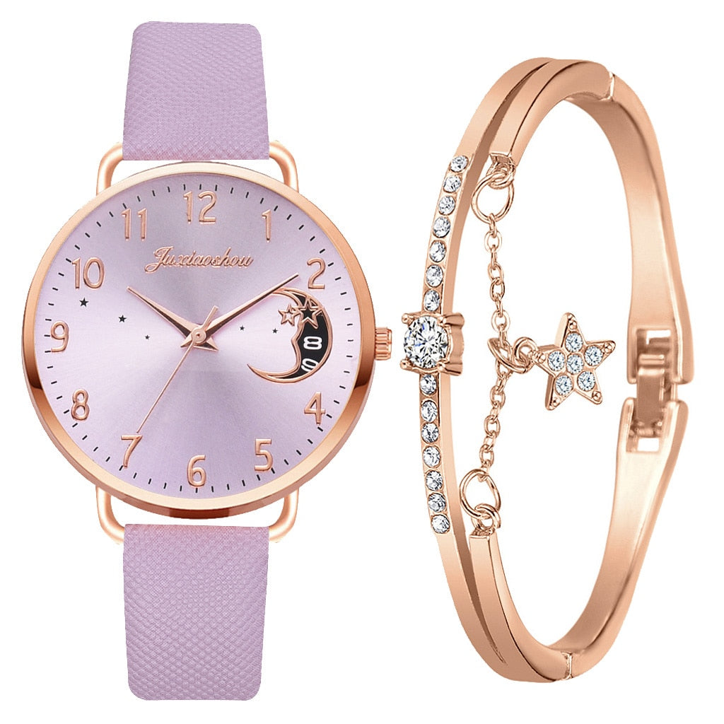 Montre femme cadran numéro de lune Bracelet