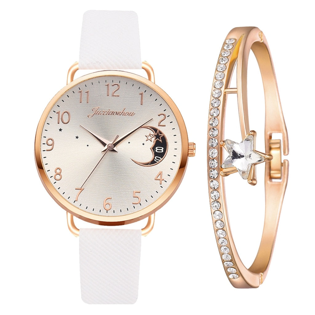 Montre femme cadran numéro de lune Bracelet