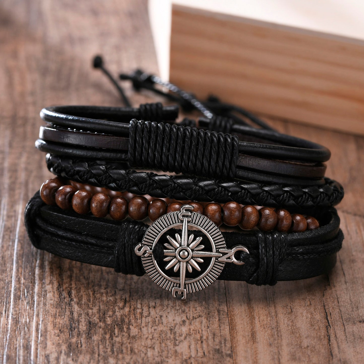 Vnox 4Pcs/ Set Braided Wrap Bracelets