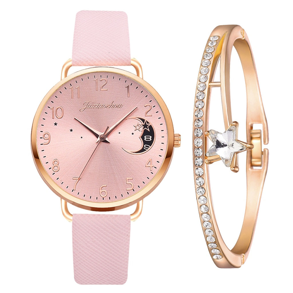 Montre femme cadran numéro de lune Bracelet