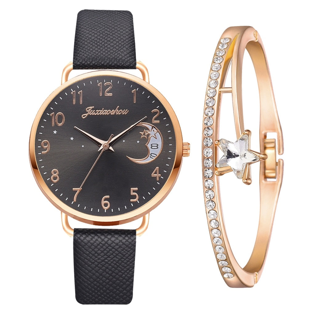 Women Watch Moon Numbers Dial Bracelet