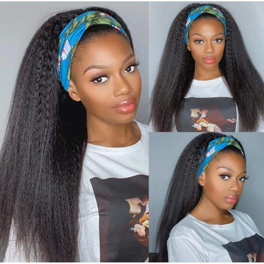 Headband Wig Kinky Straight Human Hair