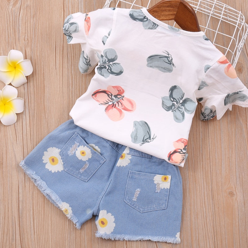 2T Girls Clothes Sets  T-Shirt+Denim