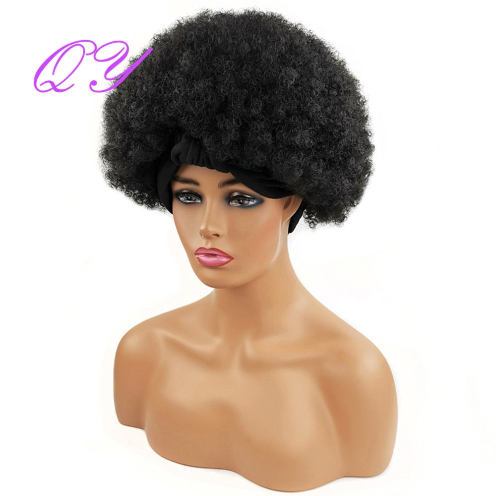 QY Hair Big Afro Kinky Curly Bandeau Perruques