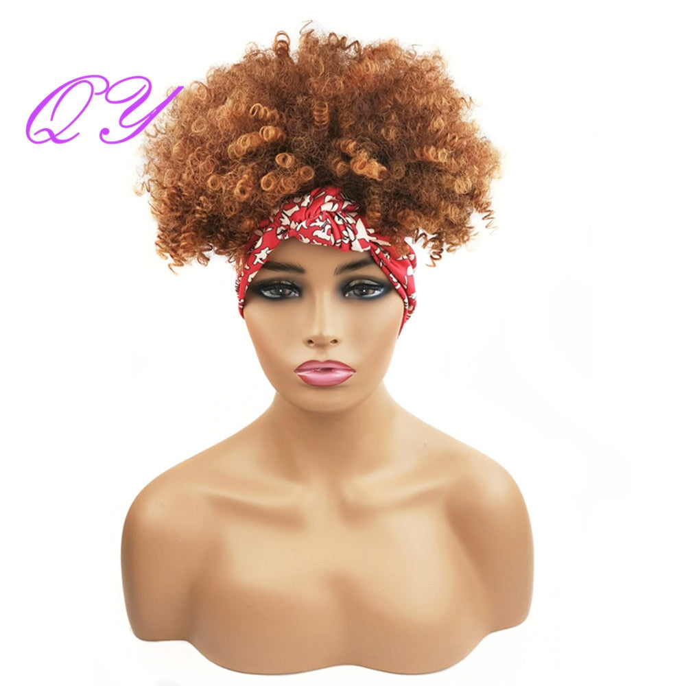 QY Hair Big Afro Kinky Curly Bandeau Perruques