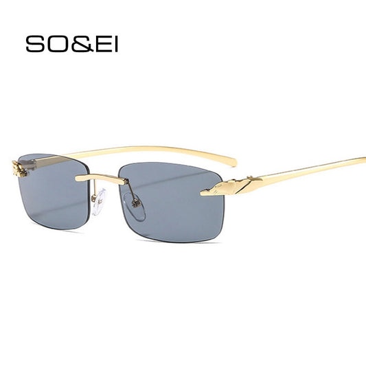 Cheetah Rimless Rectangle Sunglasses