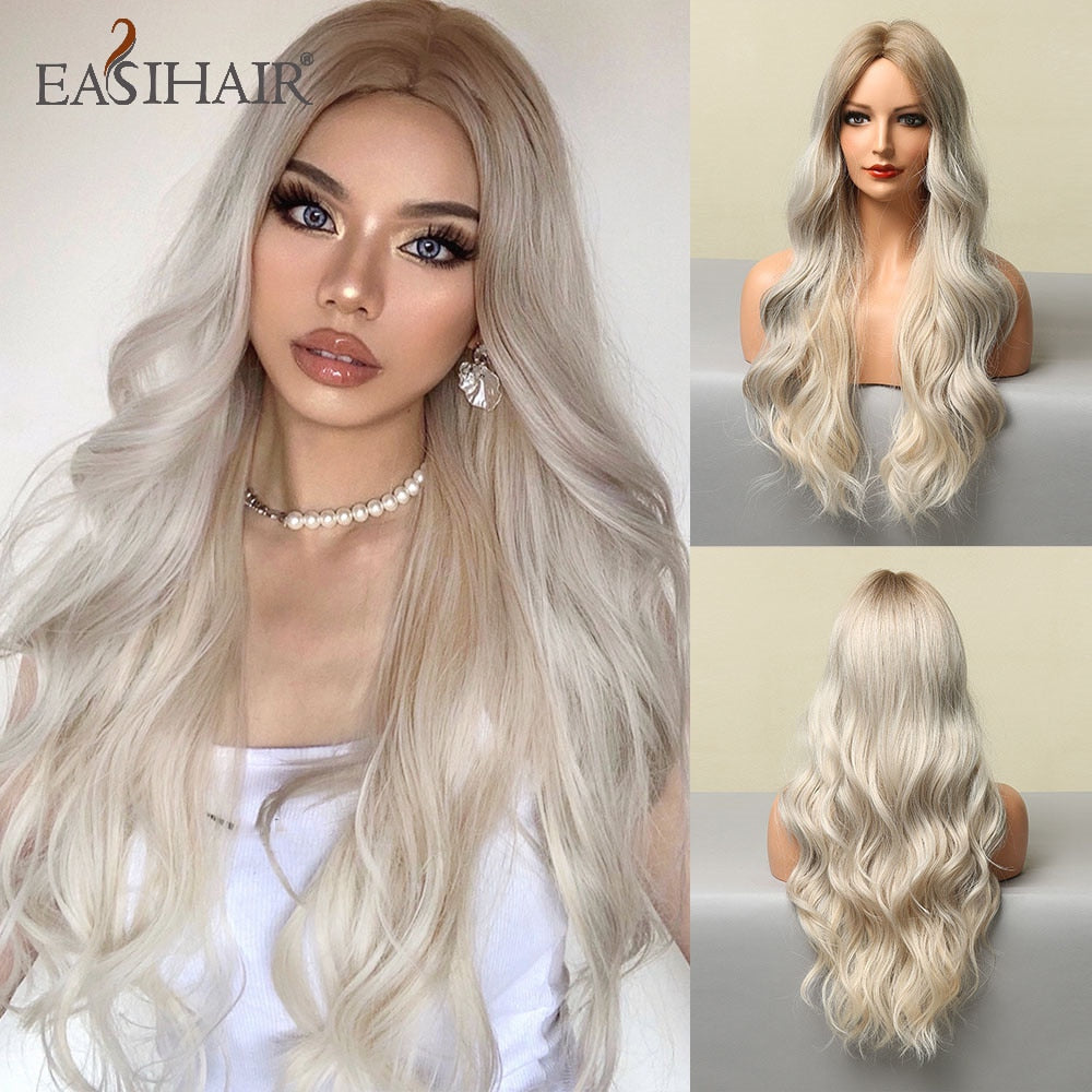 EASIHAIR Long Body Wave Light Brown Wigs