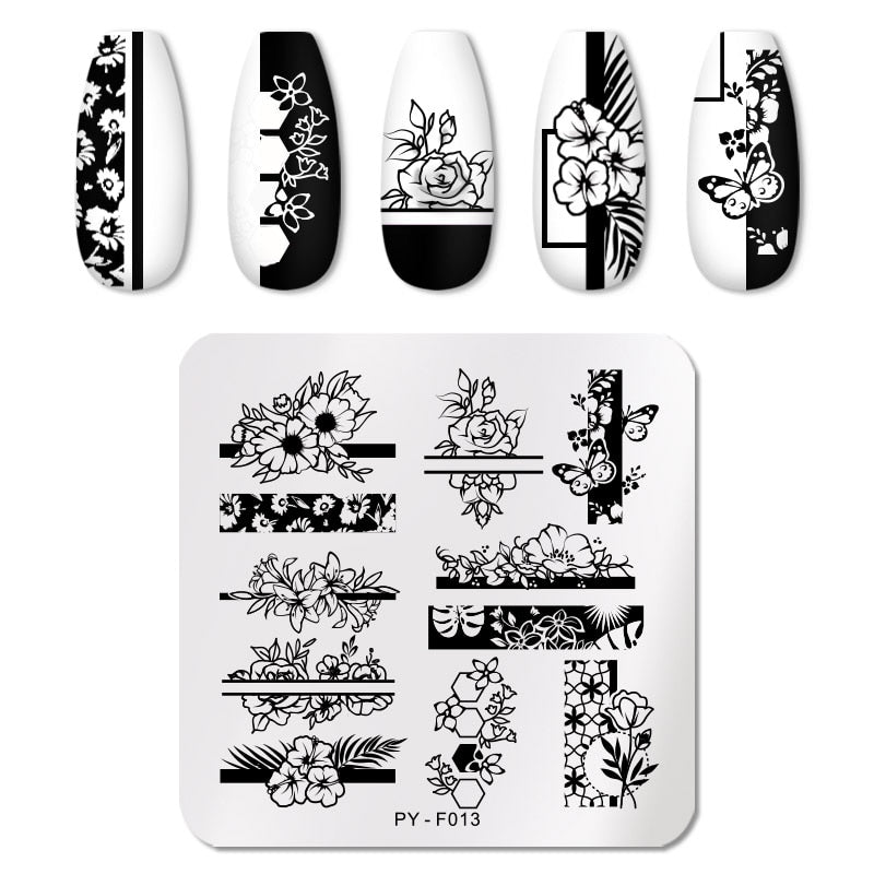 PICT YOU 12*6 cm Nail Art Modèles Estampage Plaque Conception Fleur Animal Verre Température Dentelle Timbre Modèles Plaques Image