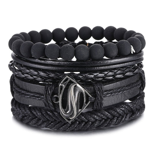 IFMIA Bracelets de perles noires vintage pour hommes