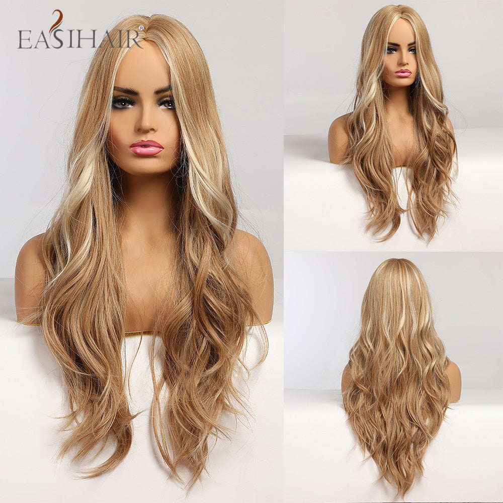 EASIHAIR Long Body Wave Light Brown Wigs