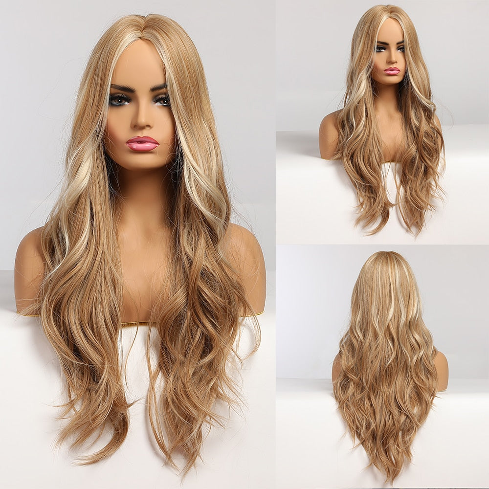 EASIHAIR Long Body Wave Light Brown Wigs